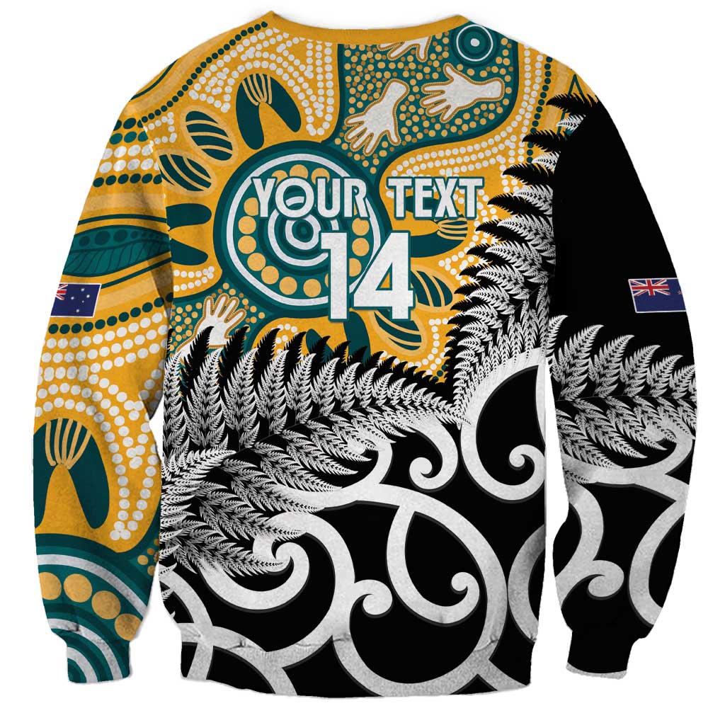 New Zealand Australia Rugby Custom Sweatshirt Wallabies Aboriginal All Black Maori Tiki Together LT14 - Polynesian Pride