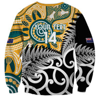 New Zealand Australia Rugby Custom Sweatshirt Wallabies Aboriginal All Black Maori Tiki Together LT14 - Polynesian Pride