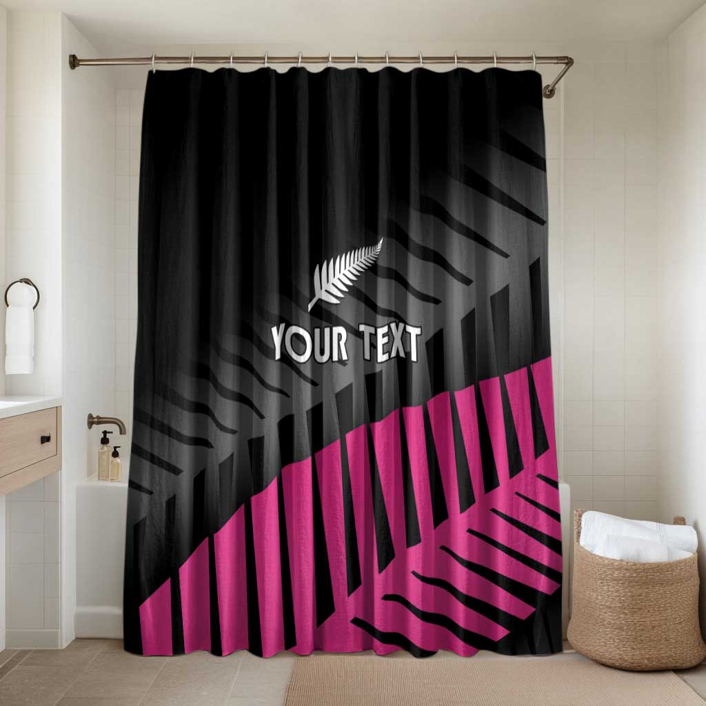 New Zealand Silver Fern Rugby Custom Bathroom Set 2025 All Black Go Champions LT14 Shower Curtain Only Black - Polynesian Pride