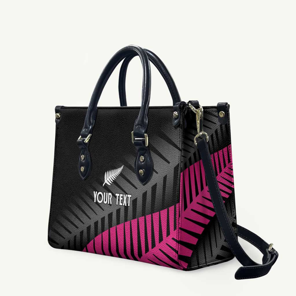 New Zealand Silver Fern Rugby Custom Leather Bag 2025 All Black Go Champions LT14 Black - Polynesian Pride