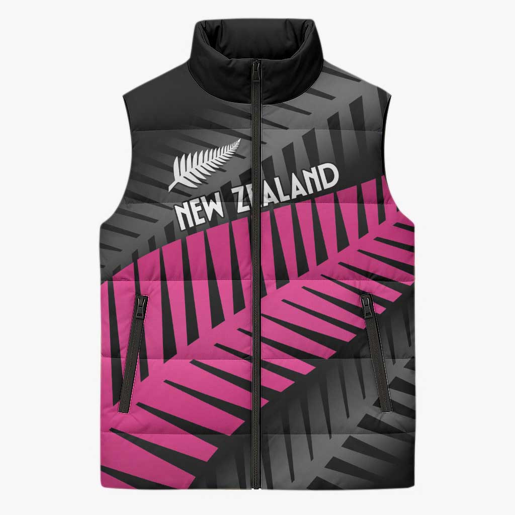 New Zealand Silver Fern Rugby Custom Sleeveless Puffer Jacket 2025 All Black Go Champions LT14 Unisex Black - Polynesian Pride