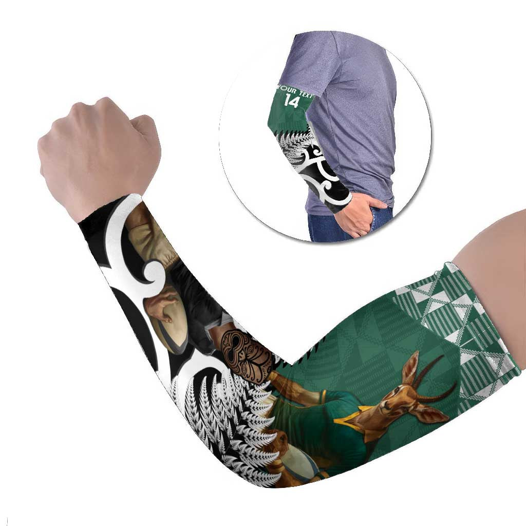 New Zealand South Africa Rugby Arm Sleeves Springboks Kente All Black Maori Together LT14 Set of 2 Green - Polynesian Pride