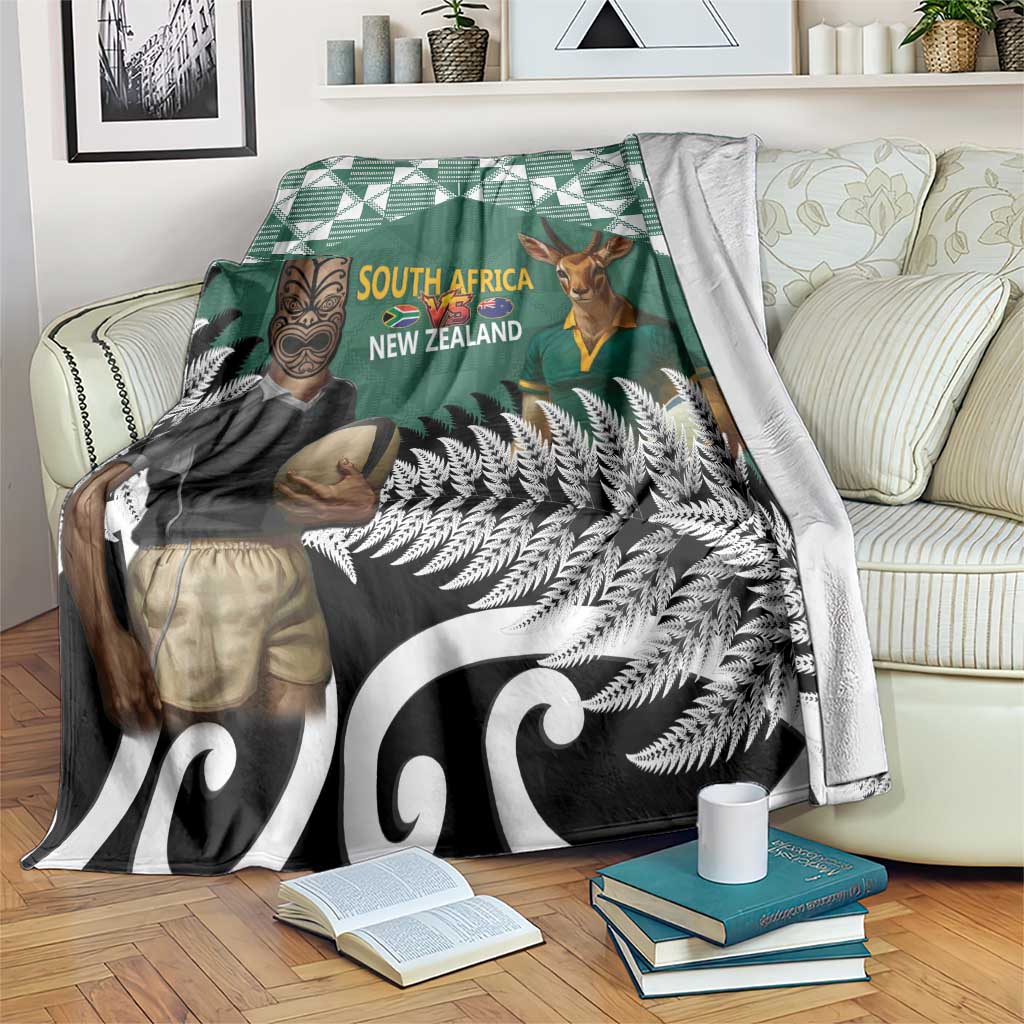 New Zealand South Africa Rugby Blanket Springboks Kente All Black Maori Together LT14 Green - Polynesian Pride