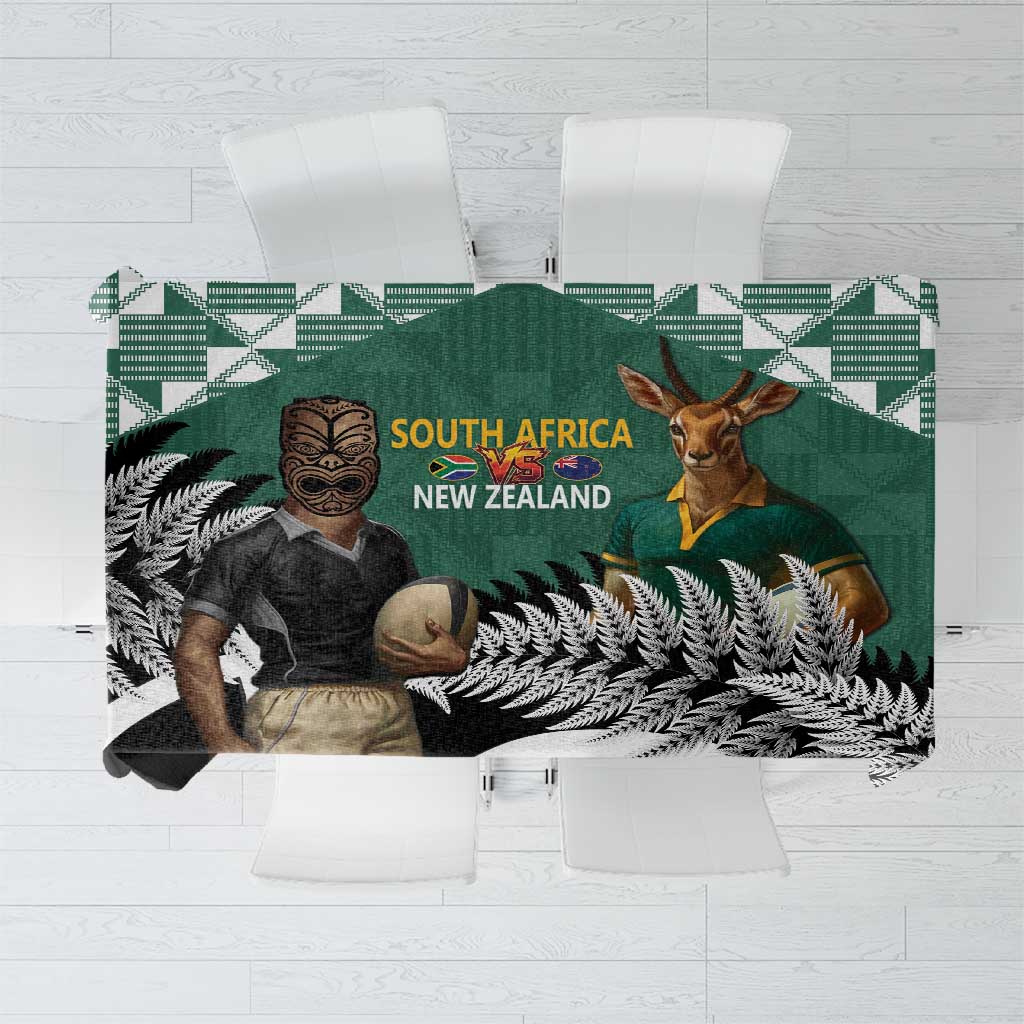 New Zealand South Africa Rugby Tablecloth Springboks Kente All Black Maori Together LT14 Green - Polynesian Pride