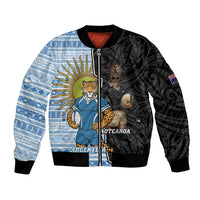 New Zealand Argentina Rugby Custom Bomber Jacket 2025 Los Pumas All Black Together LT14 Unisex Black - Polynesian Pride