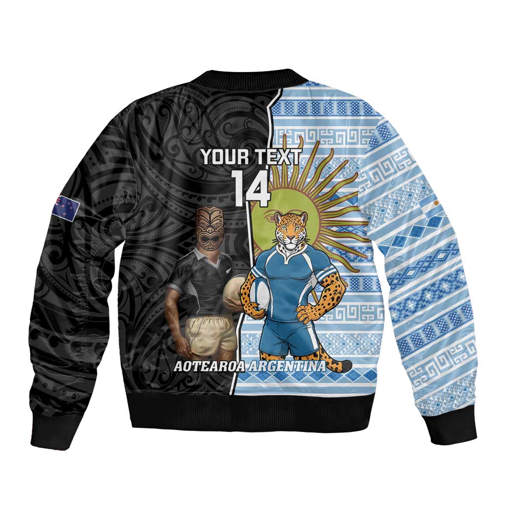 New Zealand Argentina Rugby Custom Bomber Jacket 2025 Los Pumas All Black Together LT14 - Polynesian Pride