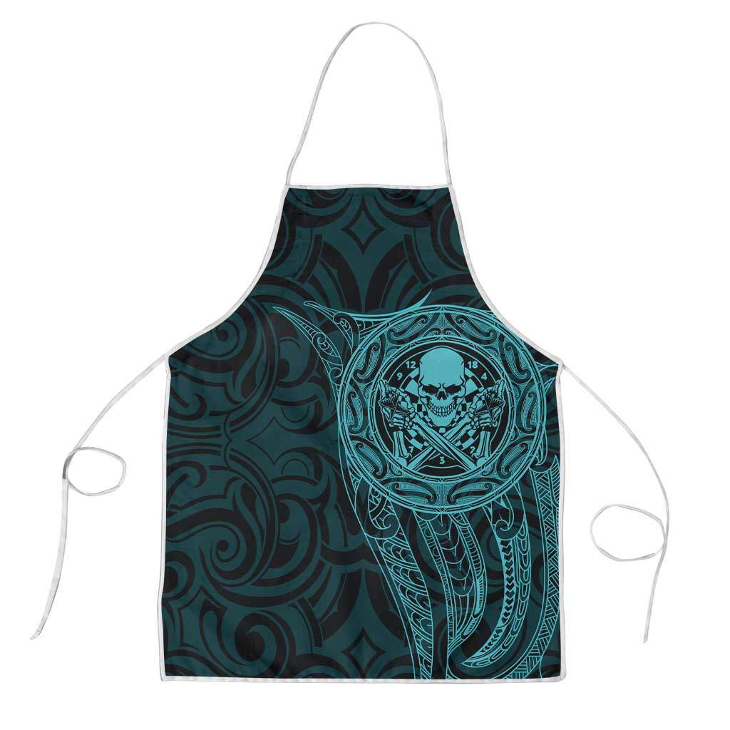 New Zealand Skull Darts Apron Aotearoa Maori Chest Tattoo Stylized Teal LT14 Teal - Polynesian Pride