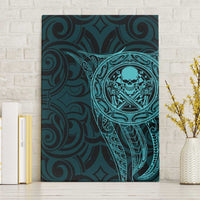 New Zealand Skull Darts Canvas Wall Art Aotearoa Maori Chest Tattoo Stylized Teal LT14 Without Frame Teal - Polynesian Pride