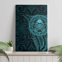 New Zealand Skull Darts Canvas Wall Art Aotearoa Maori Chest Tattoo Stylized Teal LT14 - Polynesian Pride