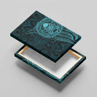 New Zealand Skull Darts Canvas Wall Art Aotearoa Maori Chest Tattoo Stylized Teal LT14 - Polynesian Pride