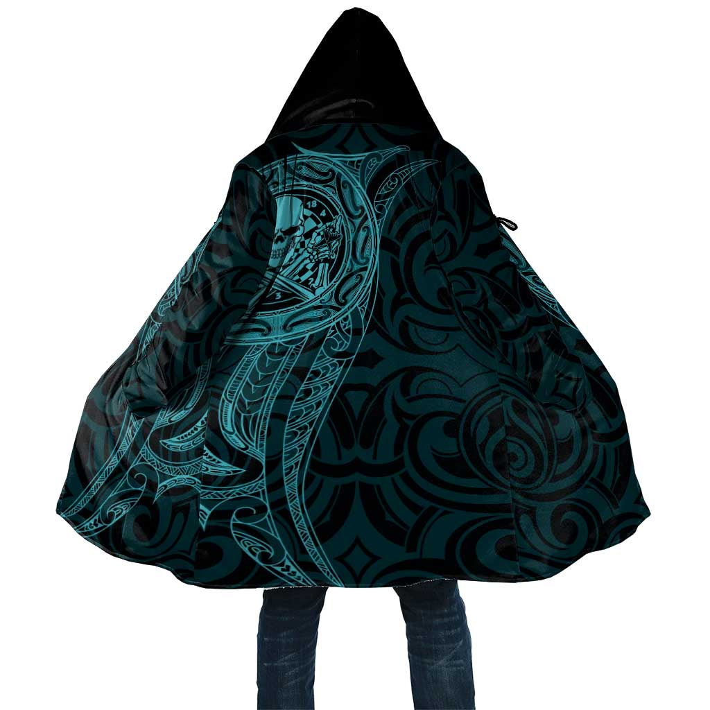 New Zealand Skull Darts Cloak Aotearoa Maori Chest Tattoo Stylized Teal LT14 Unisex Teal - Polynesian Pride