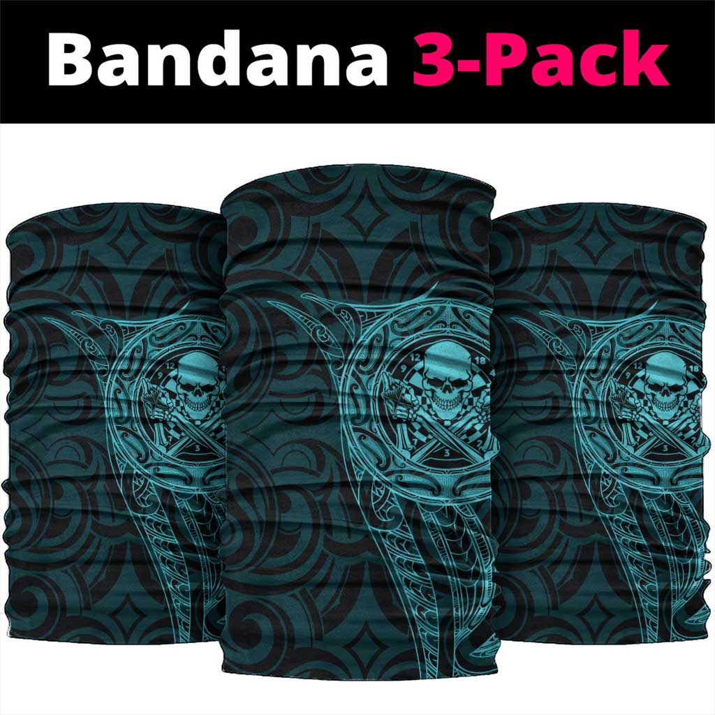 New Zealand Skull Darts Neck Gaiter Aotearoa Maori Chest Tattoo Stylized Teal LT14 package One Size: 25*50cm Teal - Polynesian Pride