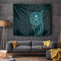 New Zealand Skull Darts Tapestry Aotearoa Maori Chest Tattoo Stylized Teal LT14 Teal - Polynesian Pride