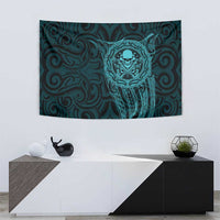 New Zealand Skull Darts Tapestry Aotearoa Maori Chest Tattoo Stylized Teal LT14 - Polynesian Pride