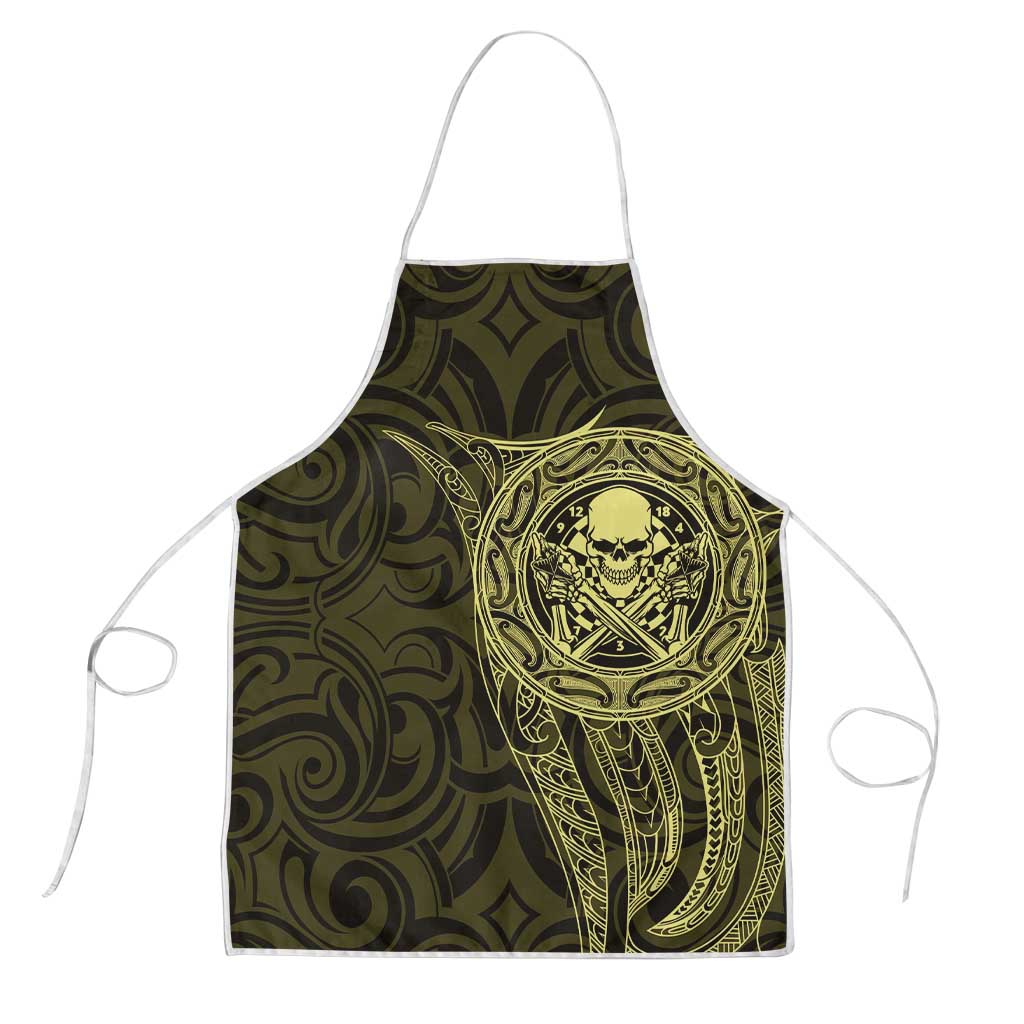 New Zealand Skull Darts Apron Aotearoa Maori Chest Tattoo Stylized Gold LT14 Gold - Polynesian Pride