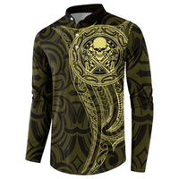 New Zealand Skull Darts Button Sweatshirt Aotearoa Maori Chest Tattoo Stylized Gold LT14 - Polynesian Pride