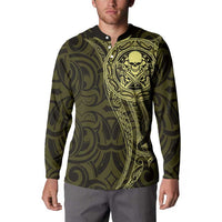 New Zealand Skull Darts Button Sweatshirt Aotearoa Maori Chest Tattoo Stylized Gold LT14 - Polynesian Pride