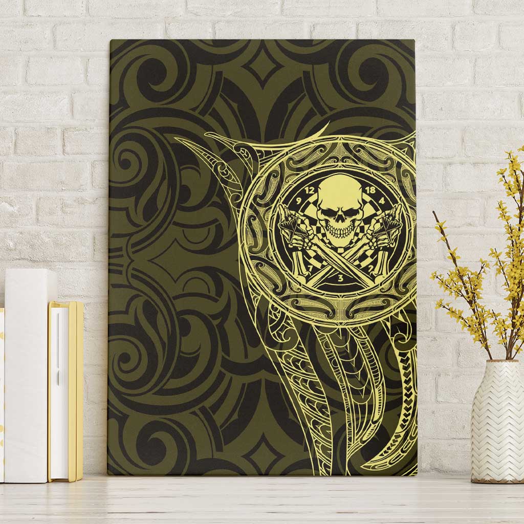 New Zealand Skull Darts Canvas Wall Art Aotearoa Maori Chest Tattoo Stylized Gold LT14 Without Frame Gold - Polynesian Pride
