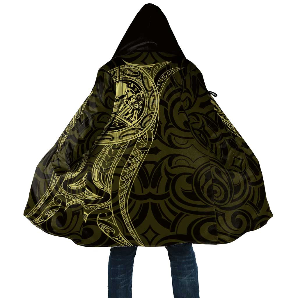 New Zealand Skull Darts Cloak Aotearoa Maori Chest Tattoo Stylized Gold LT14 Unisex Gold - Polynesian Pride