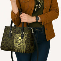 New Zealand Skull Darts Leather Bag Aotearoa Maori Chest Tattoo Stylized Gold LT14 - Polynesian Pride