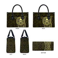 New Zealand Skull Darts Leather Bag Aotearoa Maori Chest Tattoo Stylized Gold LT14 - Polynesian Pride