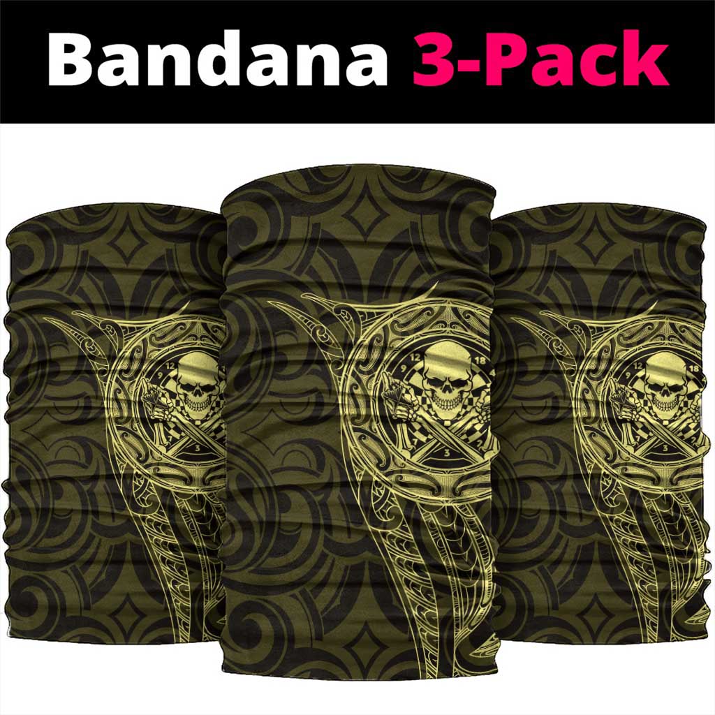 New Zealand Skull Darts Neck Gaiter Aotearoa Maori Chest Tattoo Stylized Gold LT14 package One Size: 25*50cm Gold - Polynesian Pride