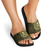 New Zealand Skull Darts Slide Sandals Aotearoa Maori Chest Tattoo Stylized Gold LT14 - Polynesian Pride