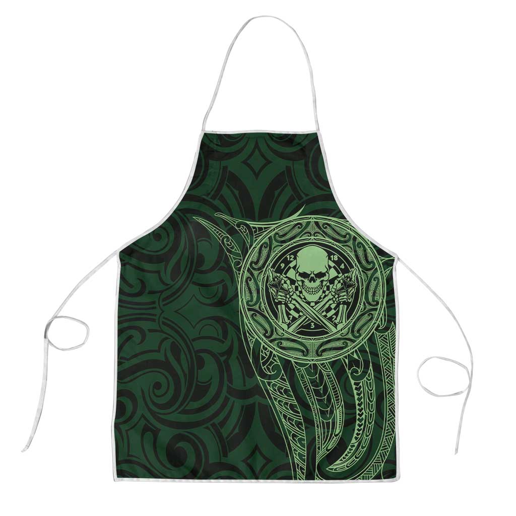 New Zealand Skull Darts Apron Aotearoa Maori Chest Tattoo Stylized Green LT14 Green - Polynesian Pride
