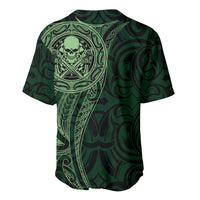 New Zealand Skull Darts Baseball Jersey Aotearoa Maori Chest Tattoo Stylized Green LT14 - Polynesian Pride