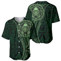 New Zealand Skull Darts Baseball Jersey Aotearoa Maori Chest Tattoo Stylized Green LT14 - Polynesian Pride