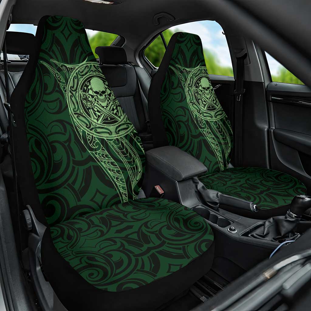 New Zealand Skull Darts Car Seat Cover Aotearoa Maori Chest Tattoo Stylized Green LT14 One Size Green - Polynesian Pride
