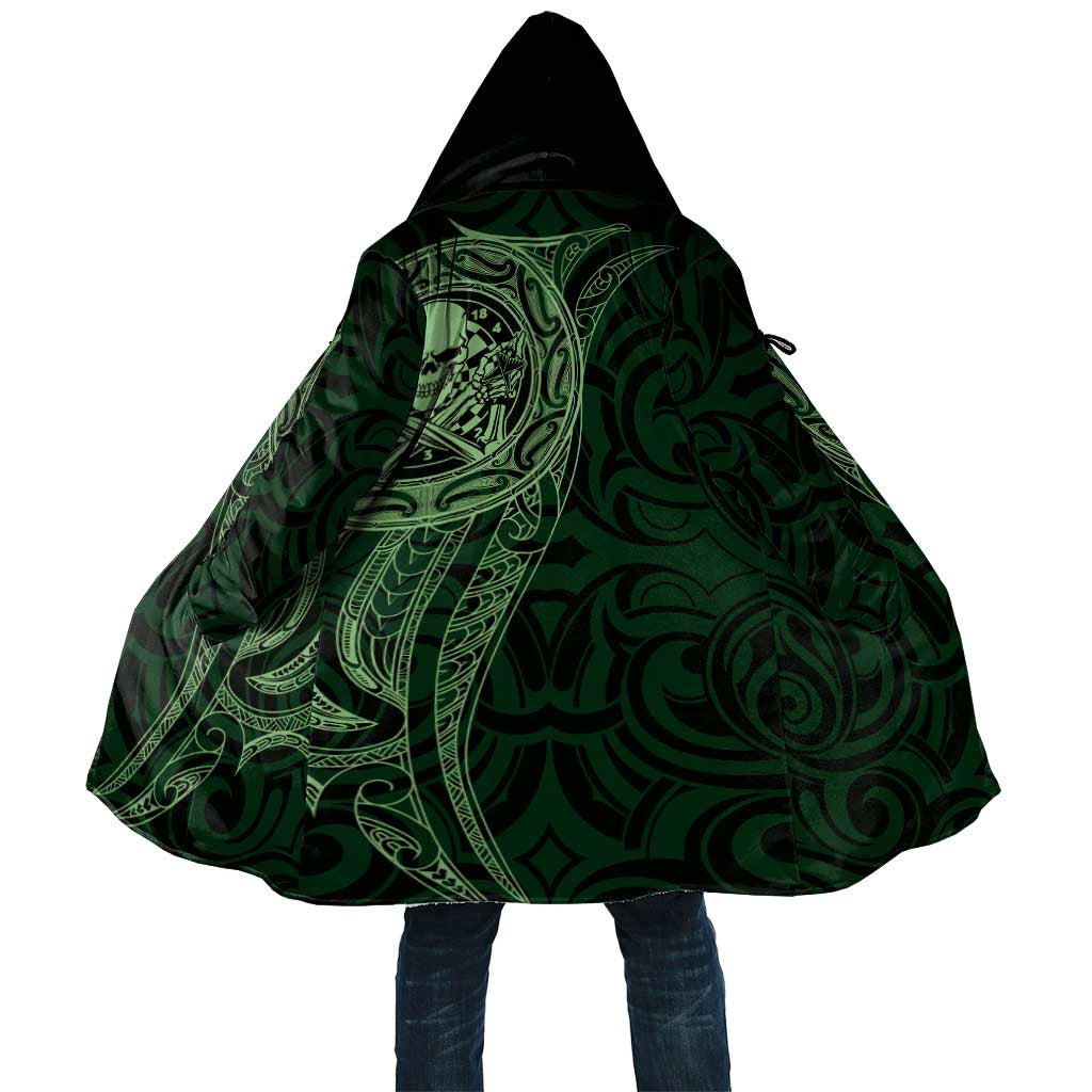 New Zealand Skull Darts Cloak Aotearoa Maori Chest Tattoo Stylized Green LT14 Unisex Green - Polynesian Pride