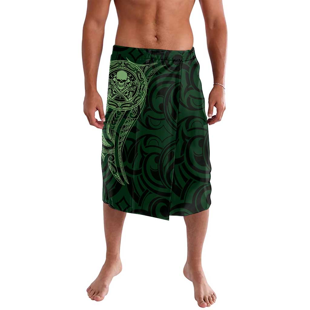 New Zealand Skull Darts Lavalava Aotearoa Maori Chest Tattoo Stylized Green LT14 Green - Polynesian Pride