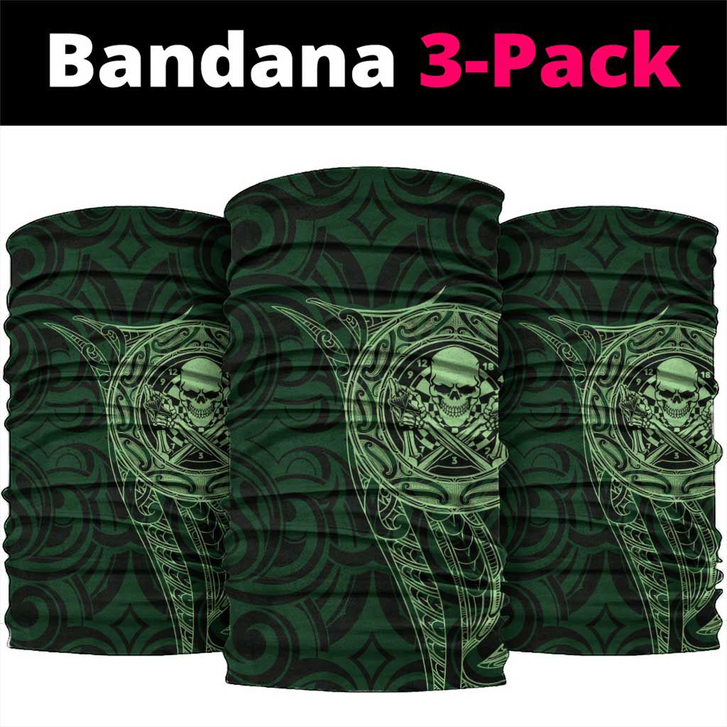 New Zealand Skull Darts Neck Gaiter Aotearoa Maori Chest Tattoo Stylized Green LT14 package One Size: 25*50cm Green - Polynesian Pride