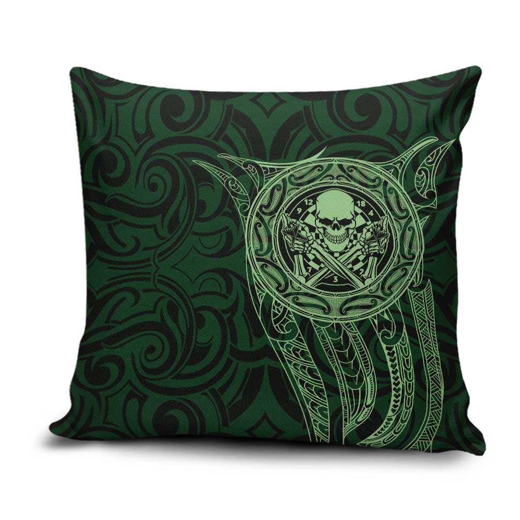 New Zealand Skull Darts Pillow Cover Aotearoa Maori Chest Tattoo Stylized Green LT14 Green - Polynesian Pride