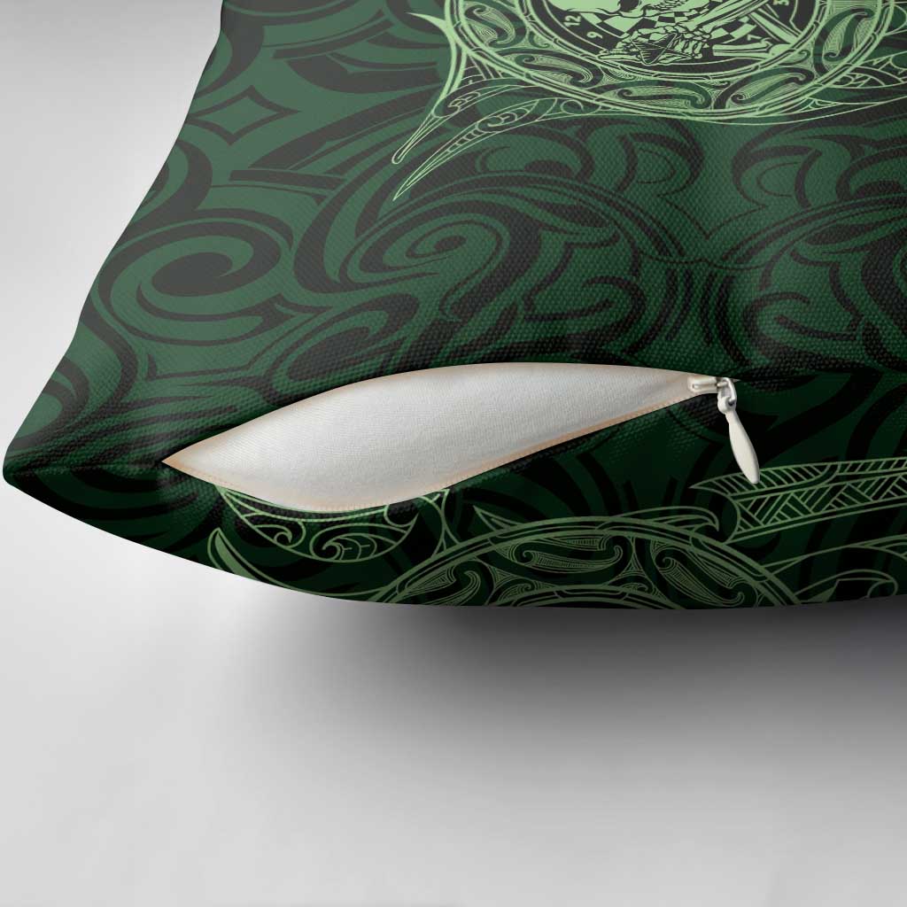 New Zealand Skull Darts Pillow Cover Aotearoa Maori Chest Tattoo Stylized Green LT14 - Polynesian Pride