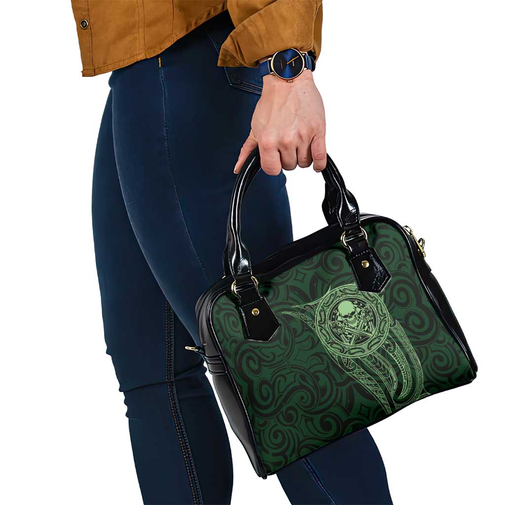 New Zealand Skull Darts Shoulder Handbag Aotearoa Maori Chest Tattoo Stylized Green LT14 - Polynesian Pride