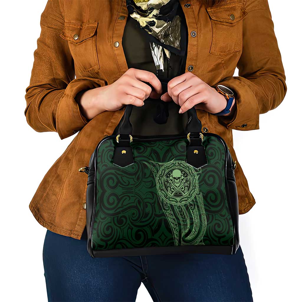 New Zealand Skull Darts Shoulder Handbag Aotearoa Maori Chest Tattoo Stylized Green LT14 - Polynesian Pride