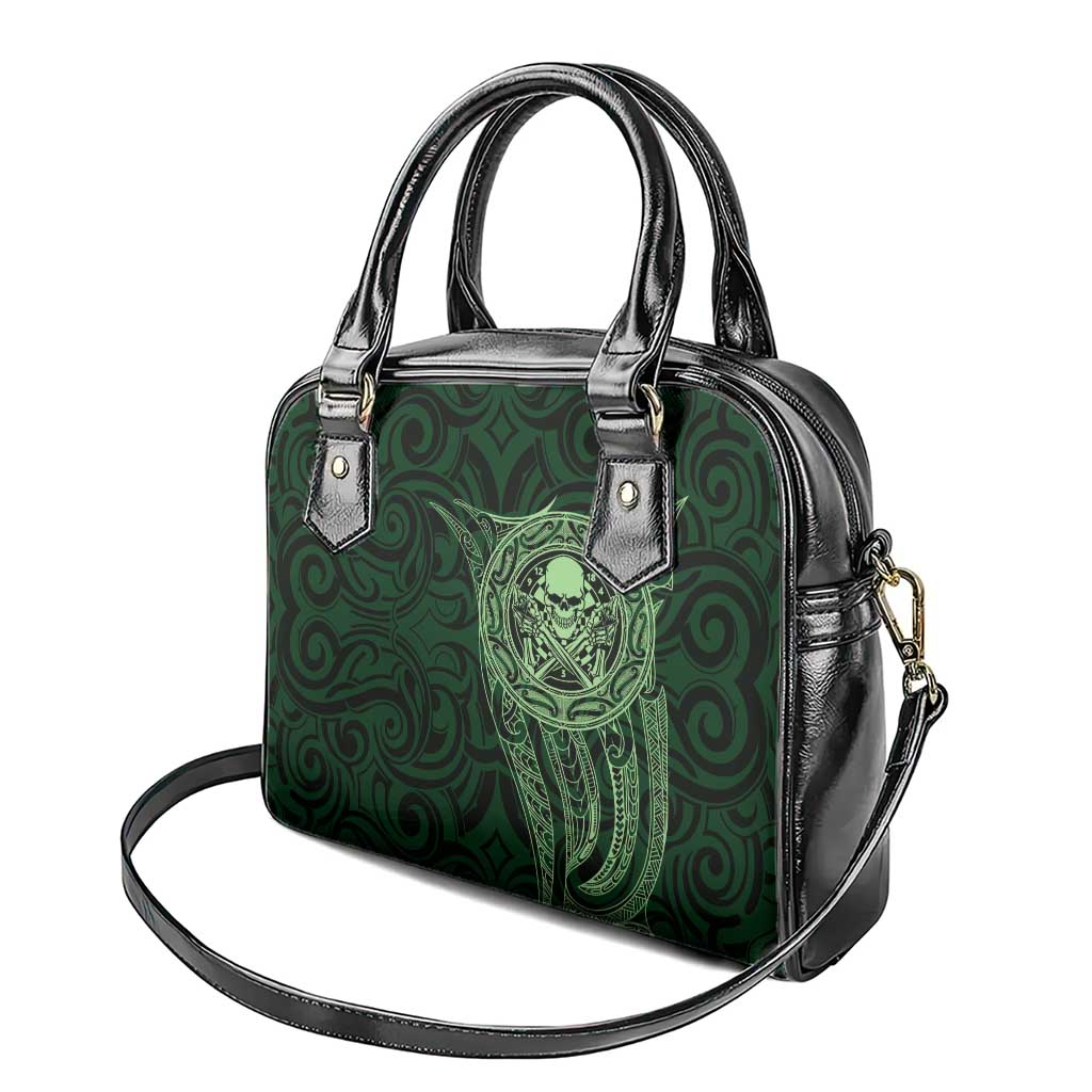 New Zealand Skull Darts Shoulder Handbag Aotearoa Maori Chest Tattoo Stylized Green LT14 - Polynesian Pride