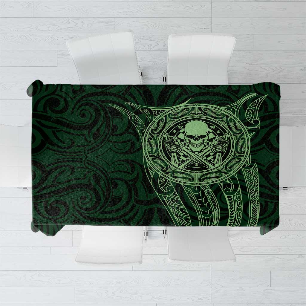 New Zealand Skull Darts Tablecloth Aotearoa Maori Chest Tattoo Stylized Green LT14 Green - Polynesian Pride