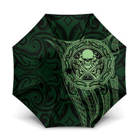 New Zealand Skull Darts Umbrella Aotearoa Maori Chest Tattoo Stylized Green LT14 One Size Folded 11.42 inch Opened Diameter 37.4 inch Green - Polynesian Pride