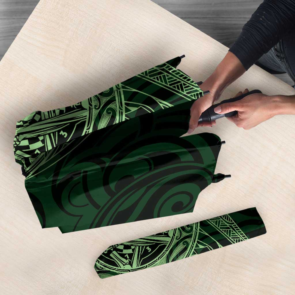 New Zealand Skull Darts Umbrella Aotearoa Maori Chest Tattoo Stylized Green LT14 - Polynesian Pride
