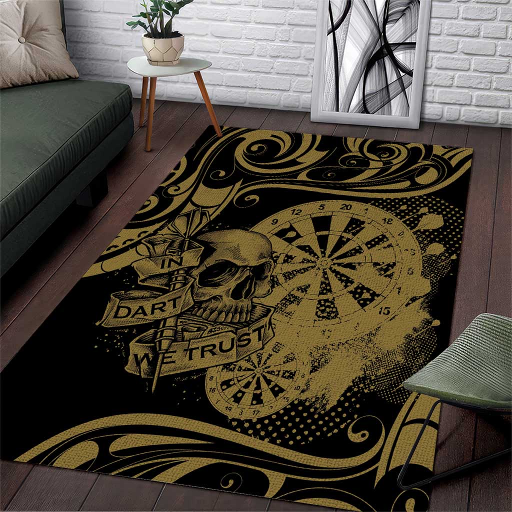 New Zealand Darts Area Rug Skull In Dart We Trust Maori Pattern LT14 Gold - Polynesian Pride