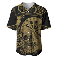 New Zealand Darts Baseball Jersey Skull In Dart We Trust Maori Pattern LT14 Gold - Polynesian Pride