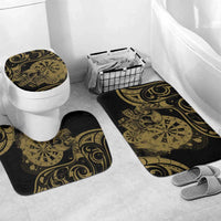 New Zealand Darts Bathroom Set Skull In Dart We Trust Maori Pattern LT14 Mat Set Only (3 pcs) One Size Gold - Polynesian Pride