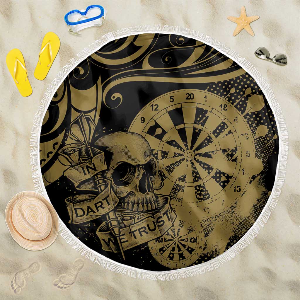 New Zealand Darts Beach Blanket Skull In Dart We Trust Maori Pattern LT14 One Size 150cm Gold - Polynesian Pride