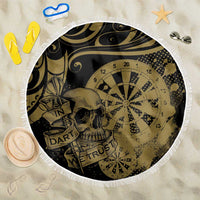 New Zealand Darts Beach Blanket Skull In Dart We Trust Maori Pattern LT14 One Size 150cm Gold - Polynesian Pride
