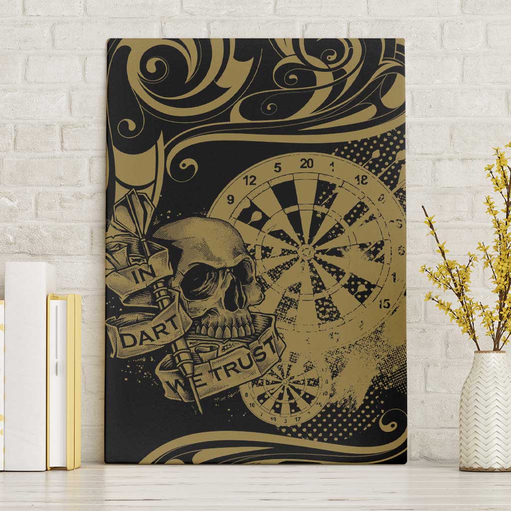 New Zealand Darts Canvas Wall Art Skull In Dart We Trust Maori Pattern LT14 Without Frame Gold - Polynesian Pride