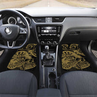 New Zealand Darts Car Mats Skull In Dart We Trust Maori Pattern LT14 Set 2pcs - Front Gold - Polynesian Pride