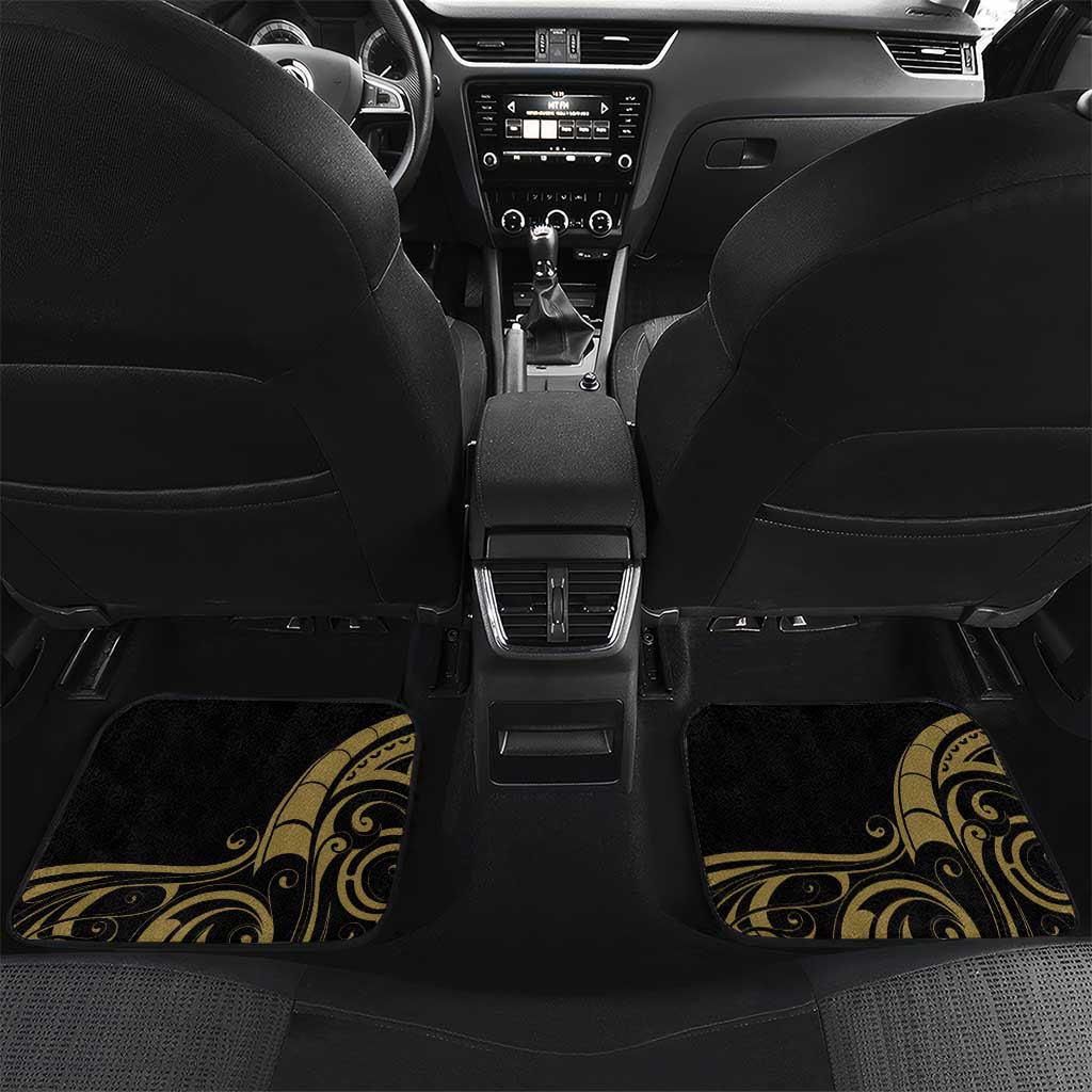 New Zealand Darts Car Mats Skull In Dart We Trust Maori Pattern LT14 Set 2pcs - Back Gold - Polynesian Pride